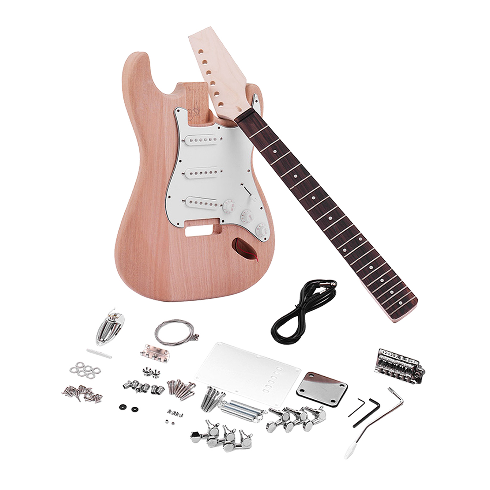 Unfinished DIY Electric Guitar Kit Mahogany Wooden Replacements Parts for ST Style Guitar Lovers Gift