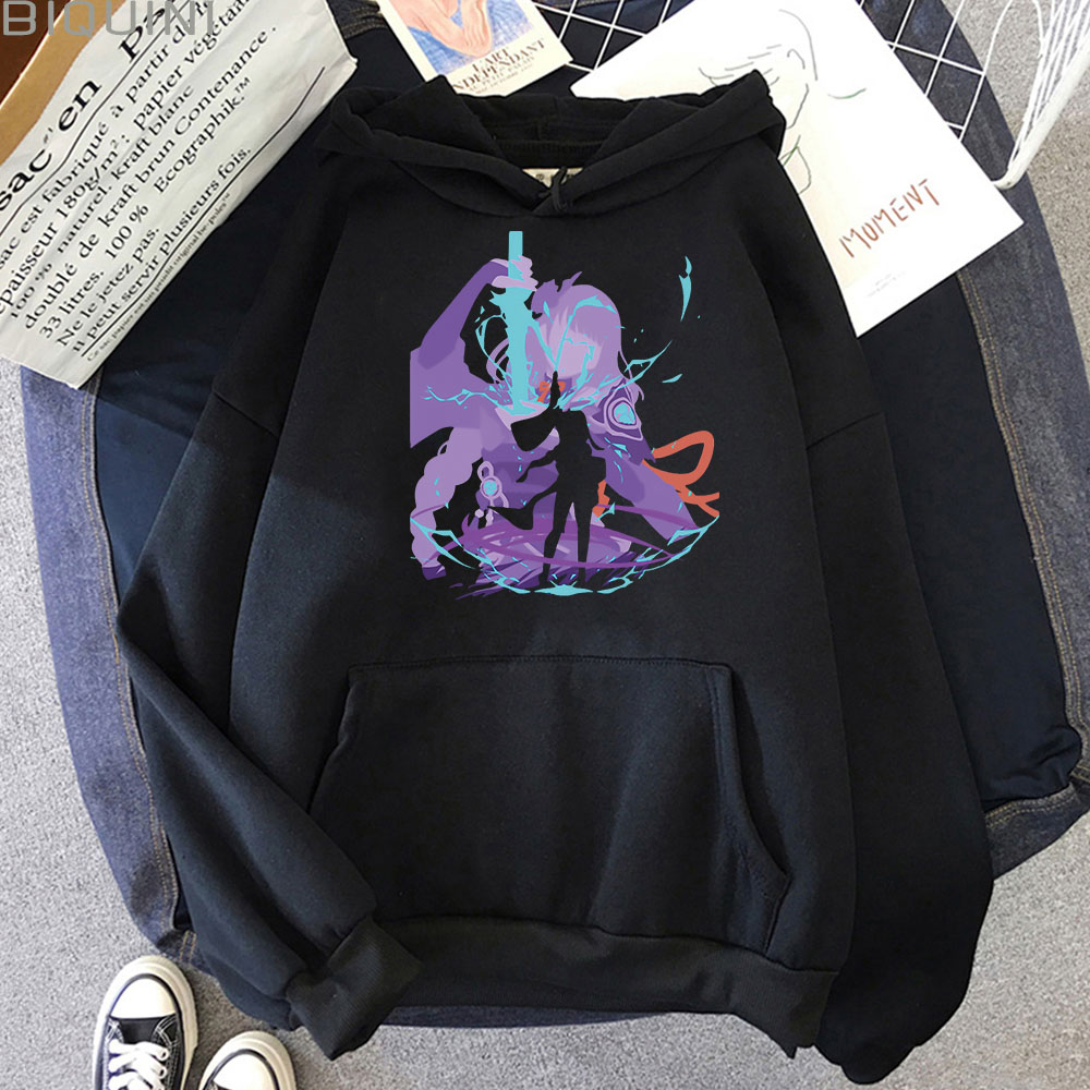 Genshin impacto hoodie raiden shogun vintage moletom