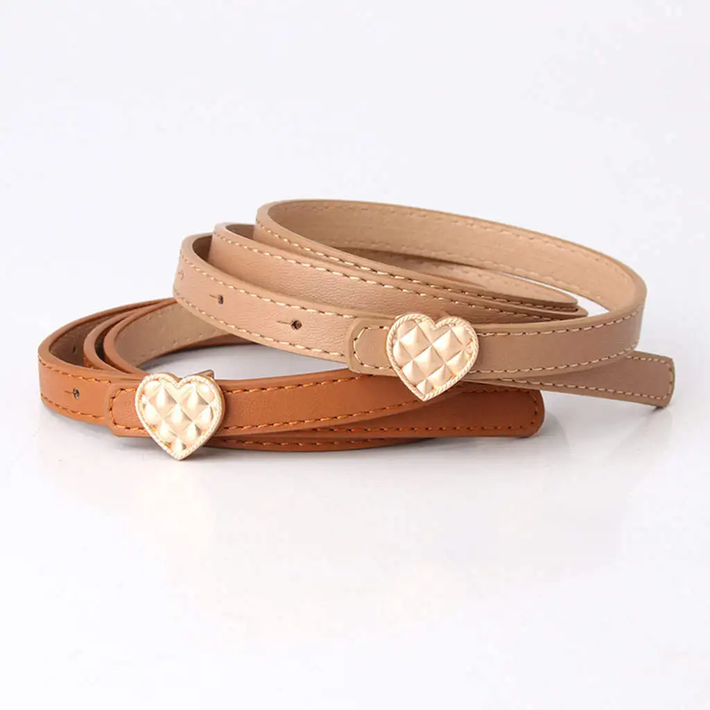 Elastic Women Waist Belt with Heart Buckle PU Leather Fashion Waistband for Casual Jeans Dresses Students Ladies Teen