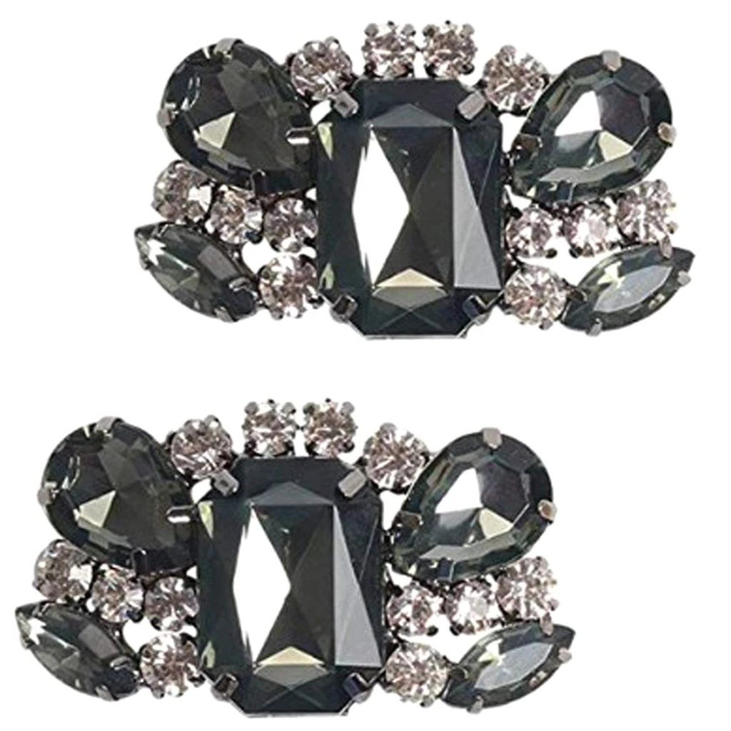 2x Shining Rhinestones Flower Buckle Decorative Shoe Clips DIY Bridal Shoe Accessories