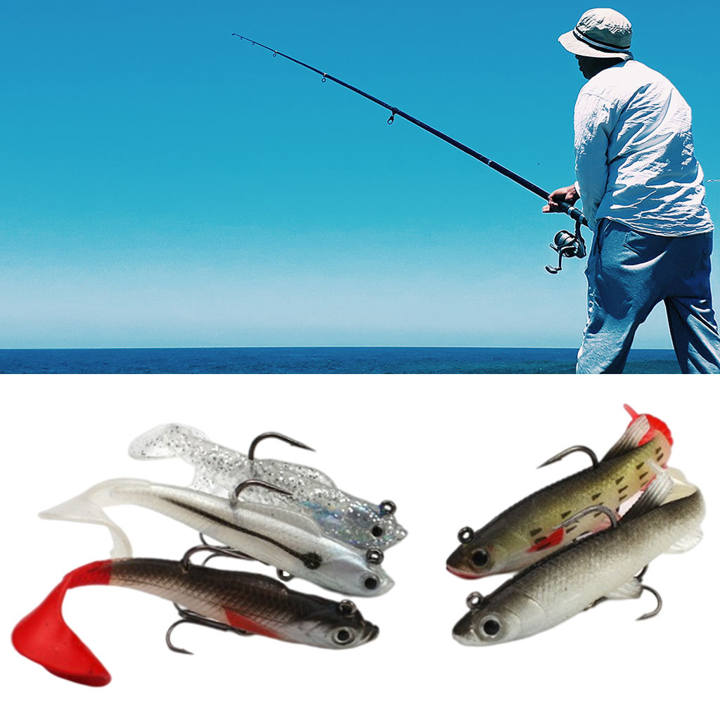 5Pcs Fishing Lures Surface Topwater Bait Soft Baits with Box for Saltwater Freshwater Snakehead Trout Bass