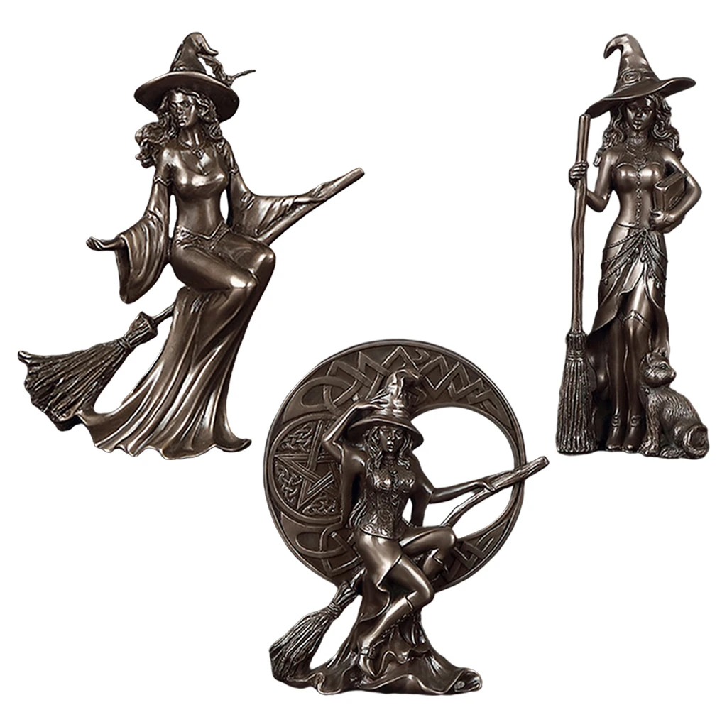 3D Western Abstract Witch Pentacle Statues Goddess Witchcraft Figurines Wizard Sculpture Home Decor Tabletop Ornament