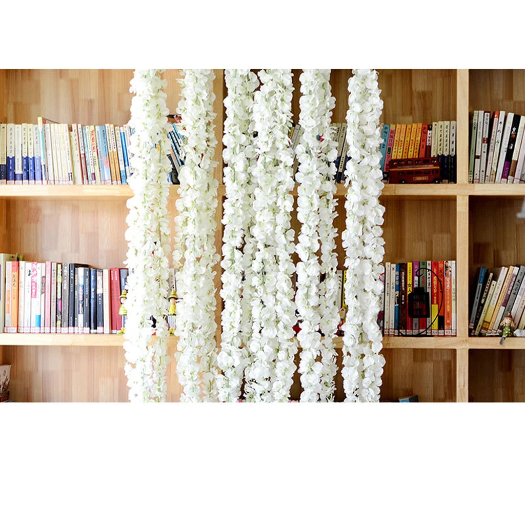 140cm Artificial Wall Hanging Vine Simulation Wisteria Flower Decor White