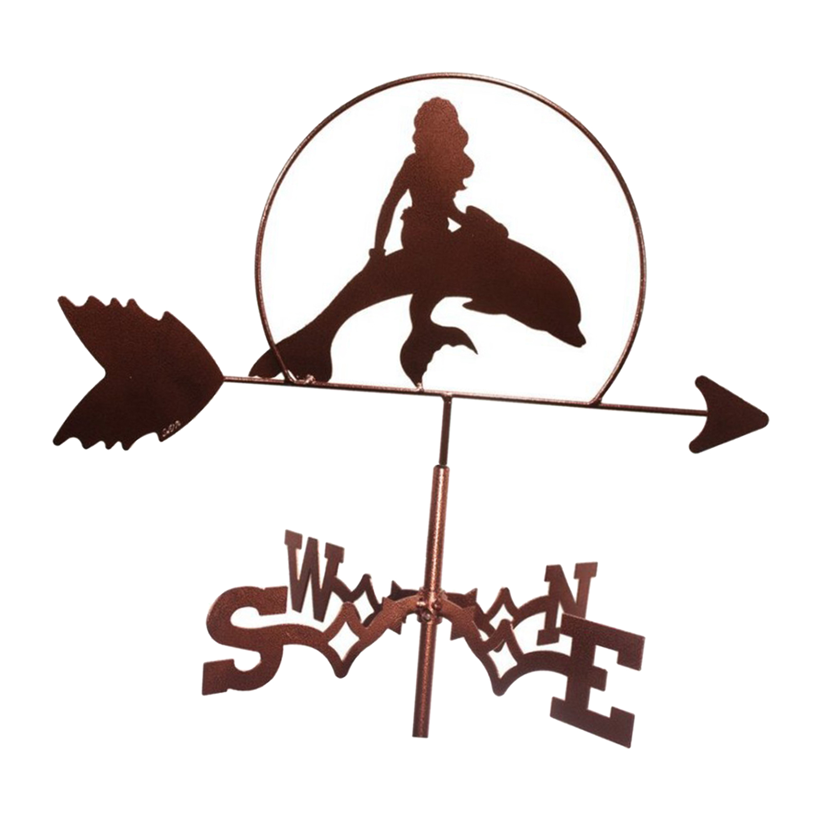Stainless Metal Mermaid Weathervane Roof Mount Weather Vane Farm Stake