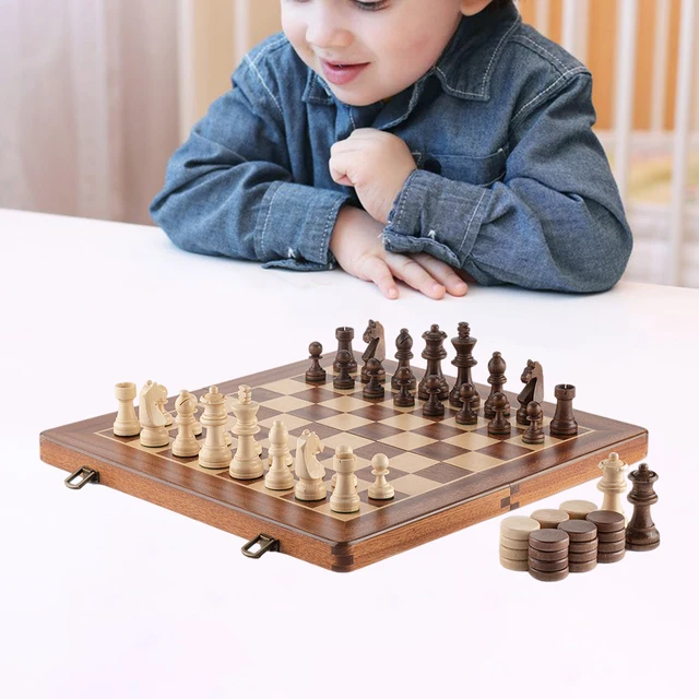 Conjunto de xadrez dobrável em madeira magnífica de 15 x 15 com 2
