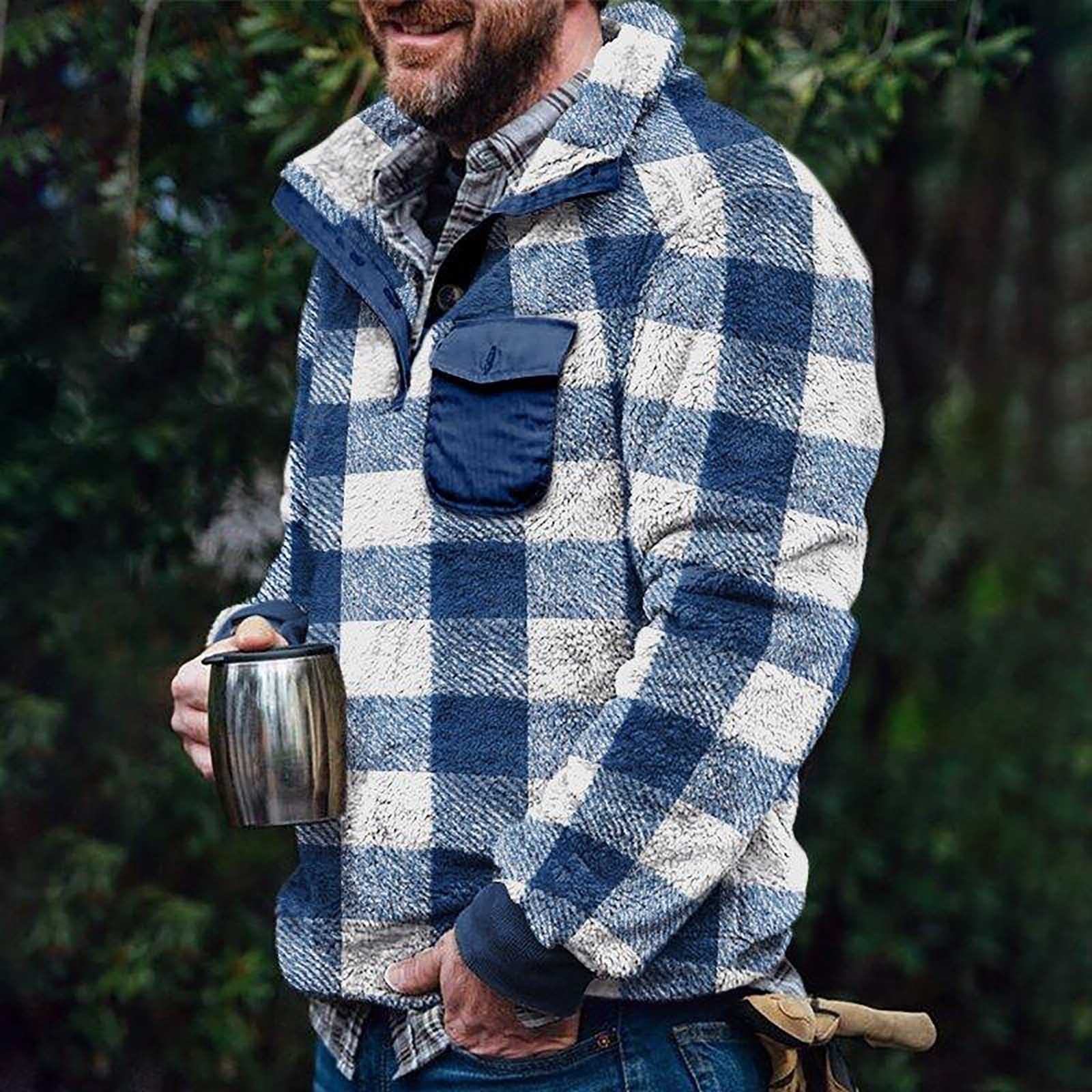 Plaid Men Sweatshirt Thickened Outer 