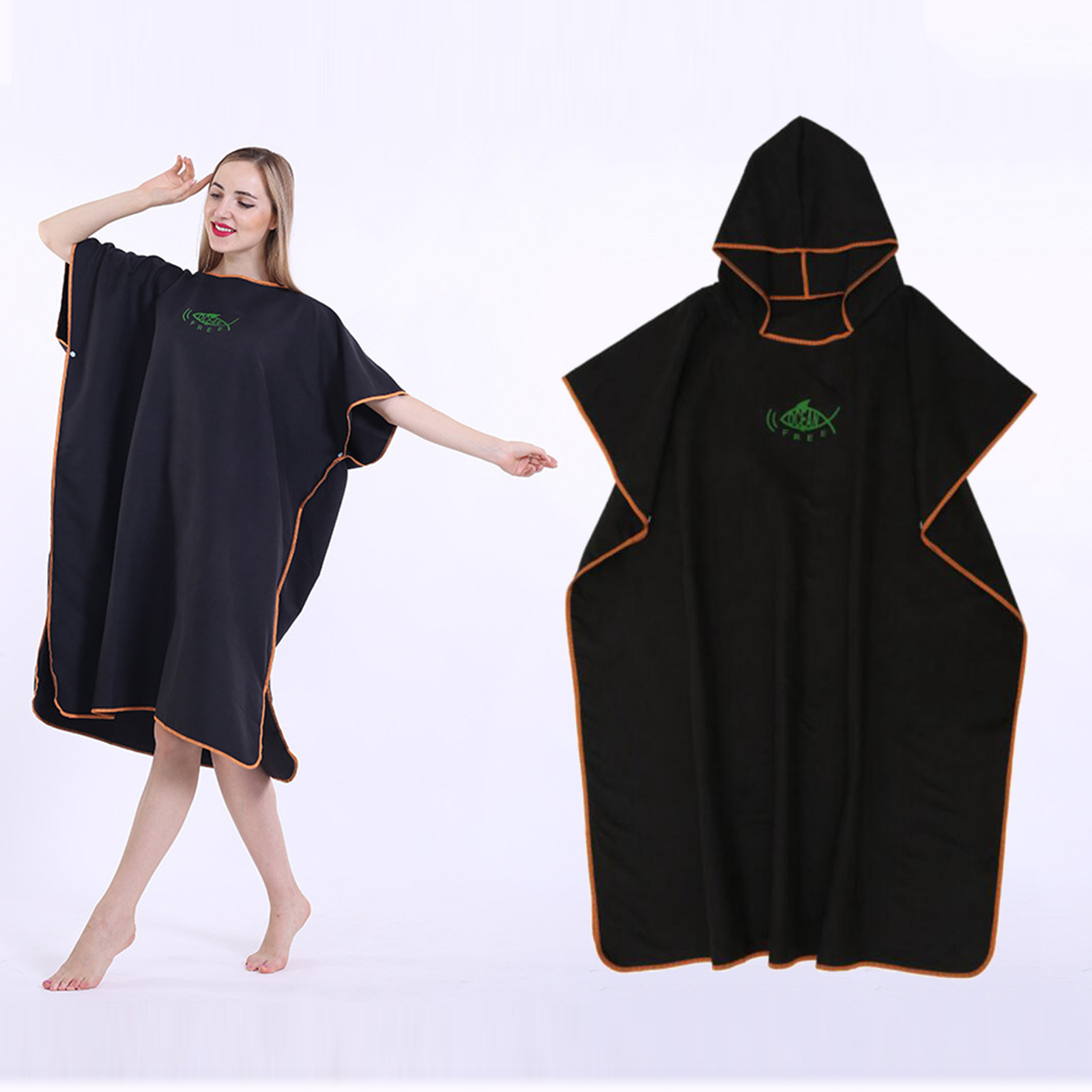 Soft Surf Poncho Adults Skin-friendly Quick-Drying Changing Robe Swimmer Beach Cloak Swimming Cape for Women Men