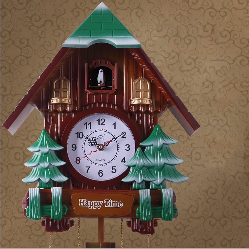 European Style Cuckoo Clock with Mute Movement, Vivid Bird Alarm Clock for Home Decoration