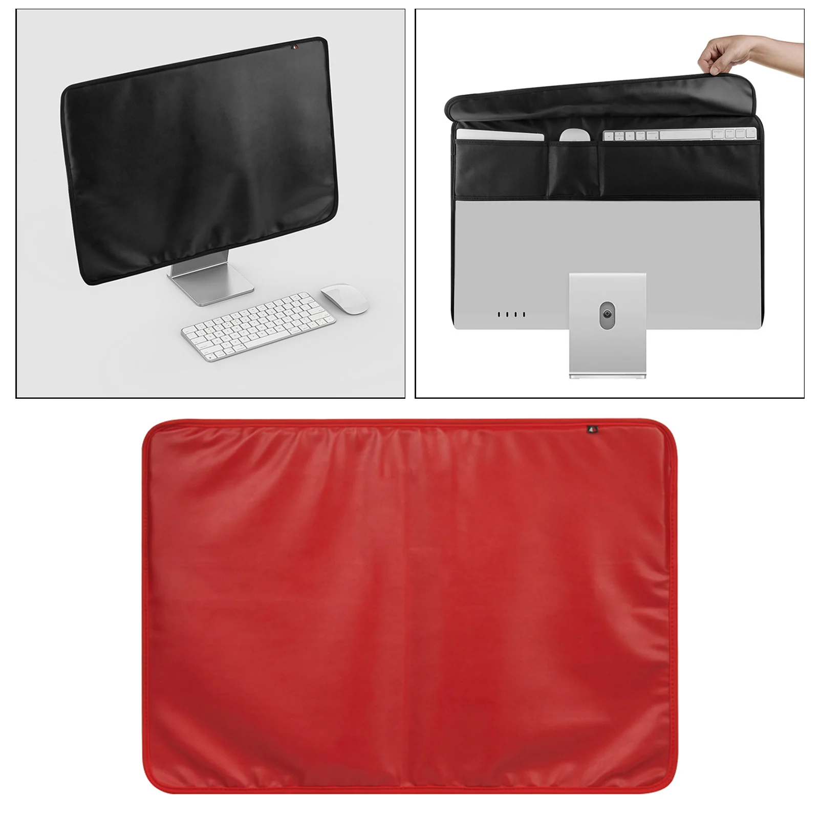 Monitor Dust Cover PU Leather Antistatic Display HD Sleeve Protective Compatible Fit for iMac 24`` Computer PC