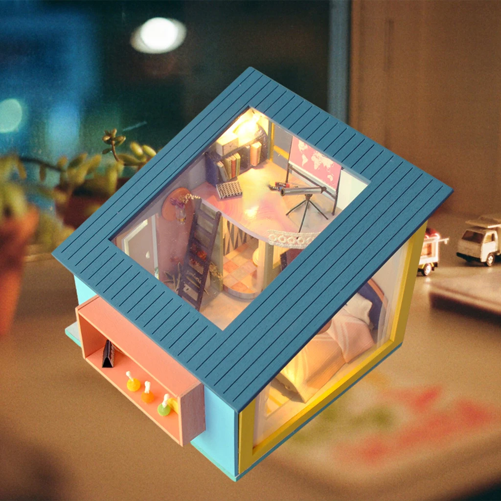 Creative DIY Dollhouse Miniature Kit with Furniture Mini Wooden Room LED Lights Birthday Gift Christmas Present
