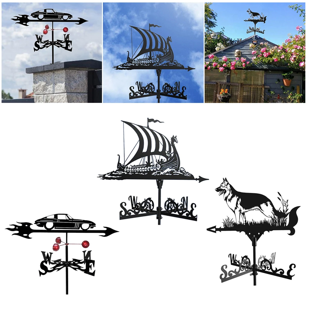 Metal Weathervane Roof Mount Weather Vane Ornaments Wind Direction Indicator Weather Vanes for Roofs Sheds Yard Cupola Barns