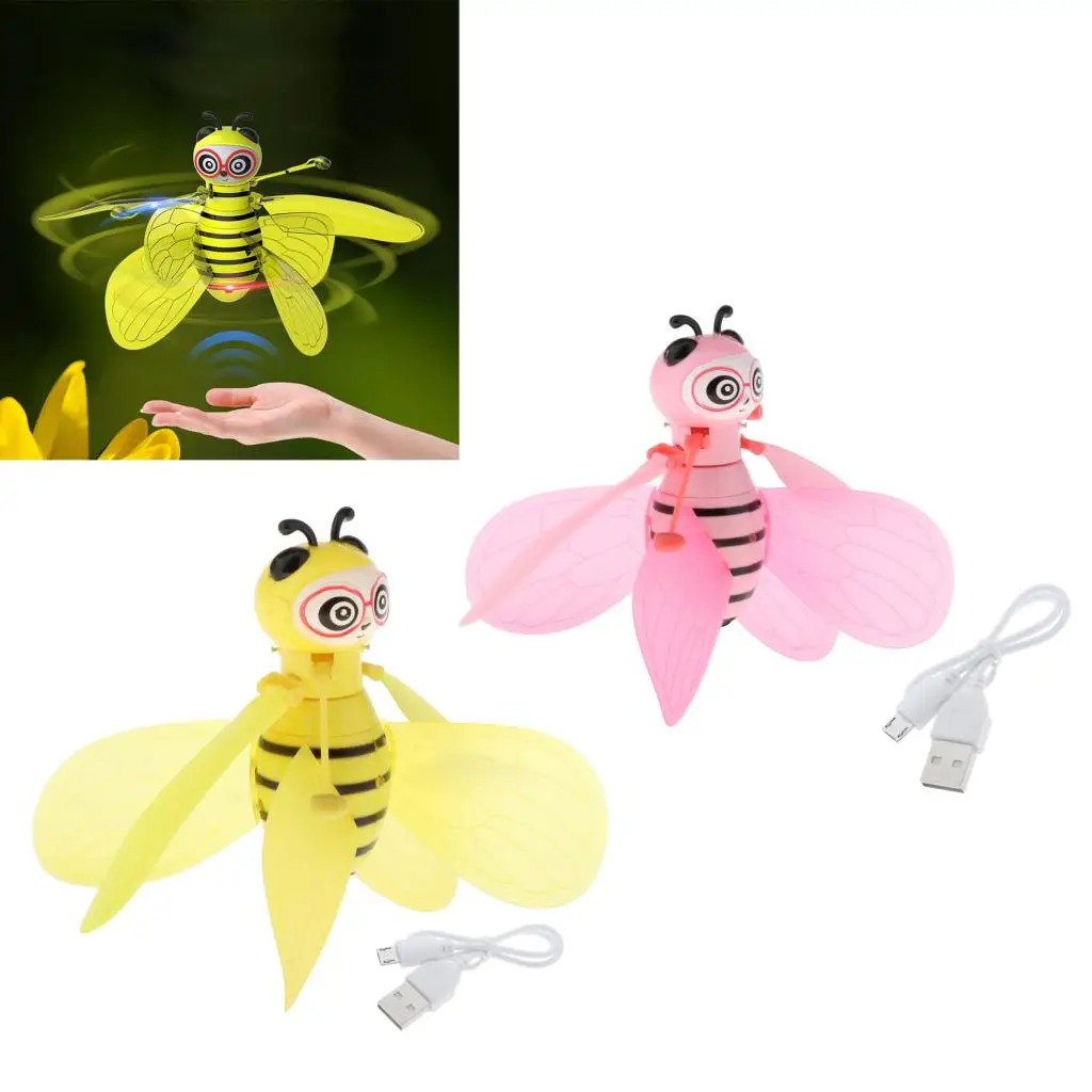 Flying Ball Bee Toys,RC Infrared Induction Drone Helicopter with Shinning LED