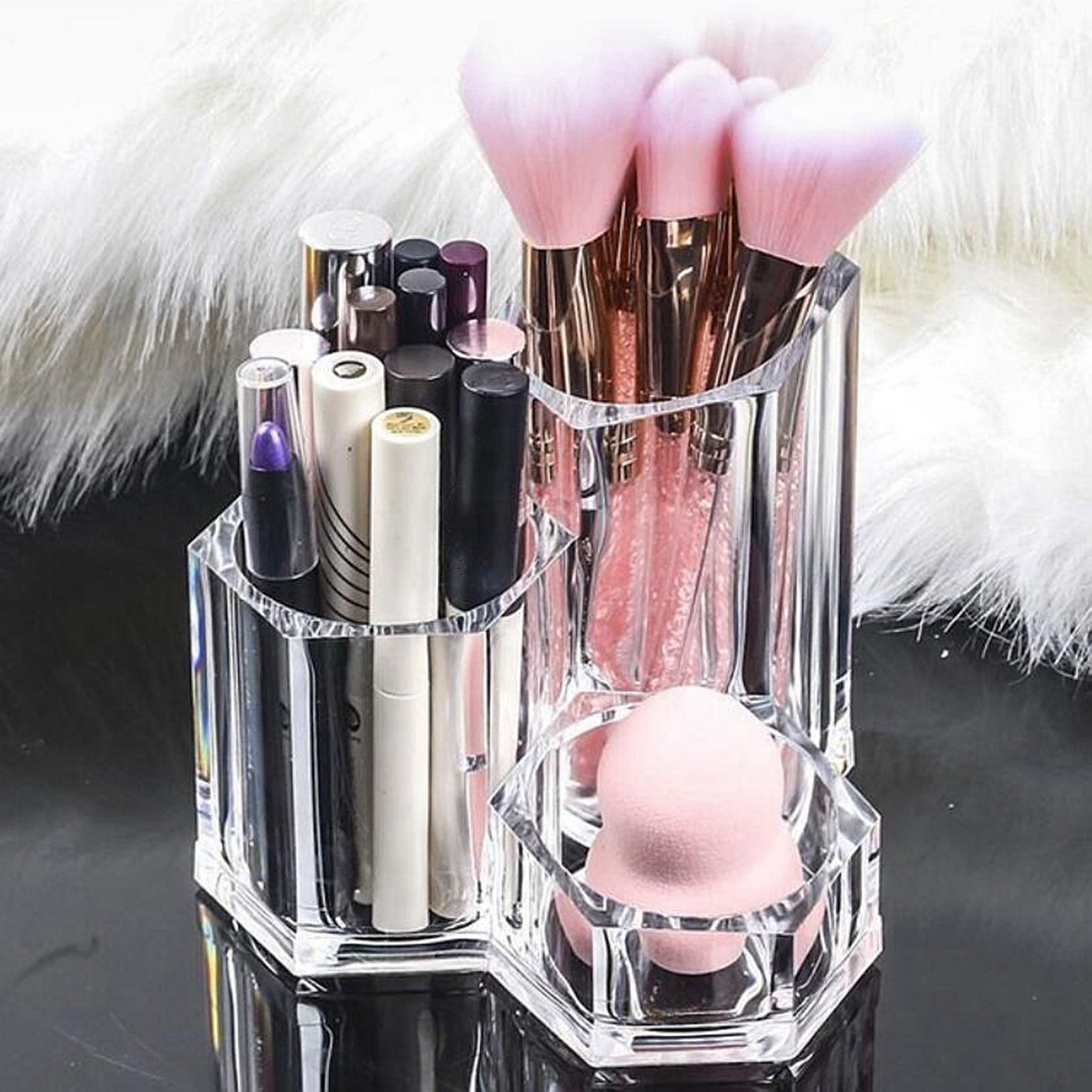 Transparent Cosmetic Organizer Makeup Brush Holder Storage Box for Makeup