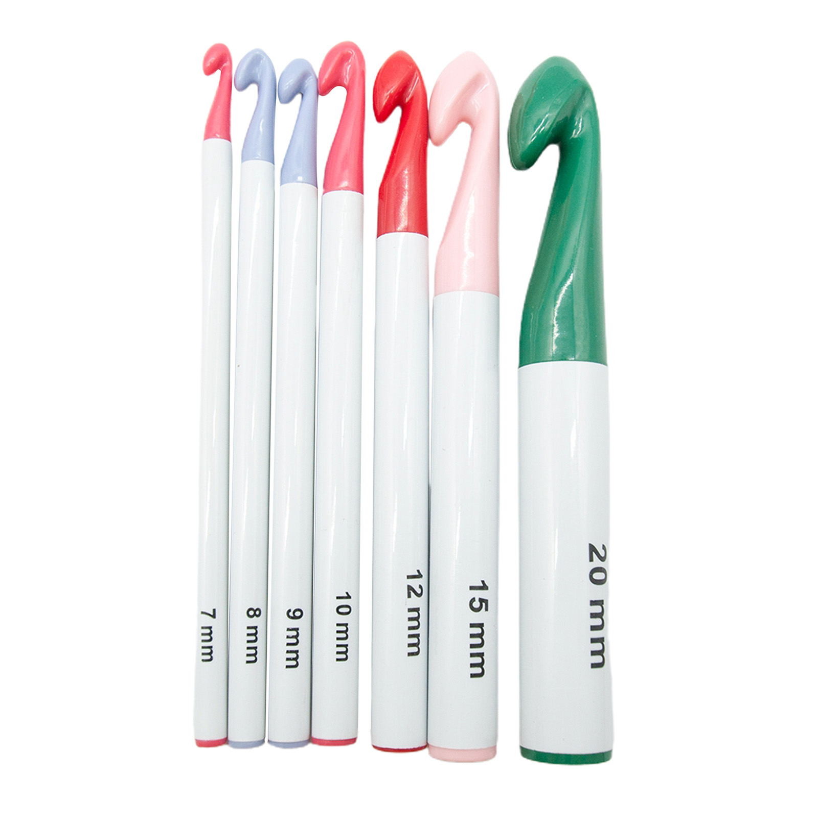 7pcs Crochet Hooks Different Sizes (7-20mm) Ergonomic Plastic Handle Crochet Knitting Needles Set DIY Craft Yarn Weaving Tools