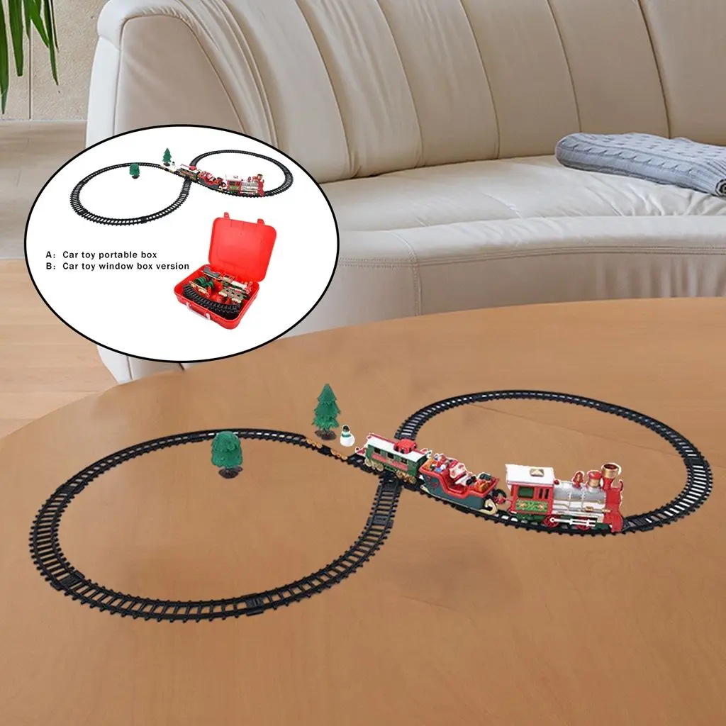 Christmas Electric Rail Car Toys Children Lights And Music Small Train Toys Splicing Track Model Car New Year Gift