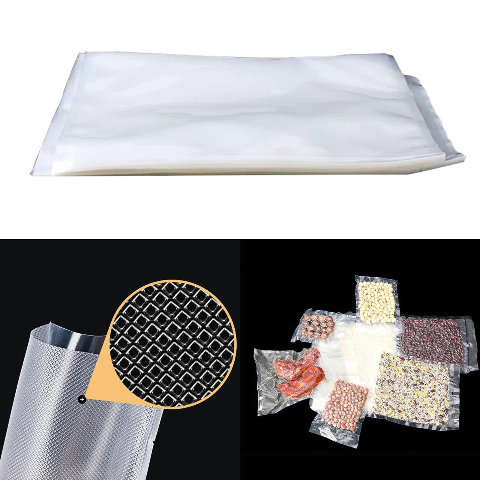 100Pcs Food Storage Bags Heat Freezer Bags Cookie Bags for Fruit Veggies 300x250mm