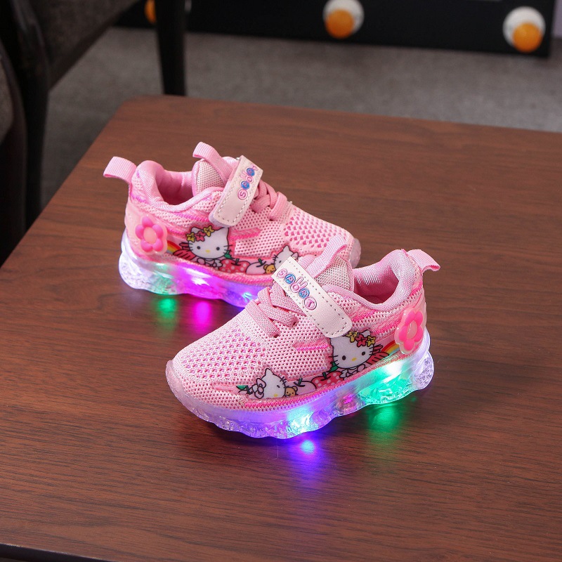 Cartoon Hello Kitty Baby LED Light Sports Casual Kawaii Shoes ...