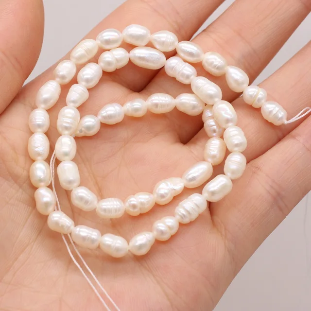  YOUTEXING Natural Rice Shape Freshwater Pearl Beads