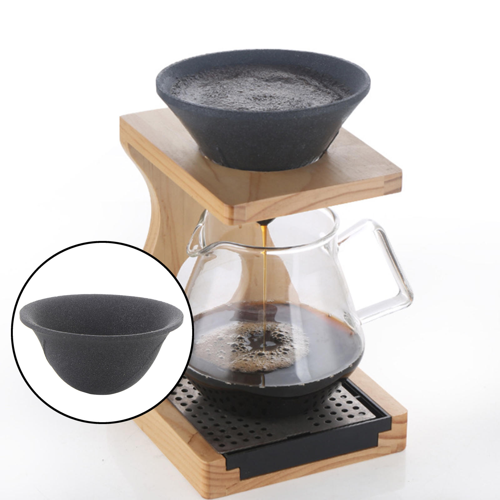 Non-Porous Coffee Filter, Paperless V-Shape Holder Brewer Infuser for Cafe Home Pot