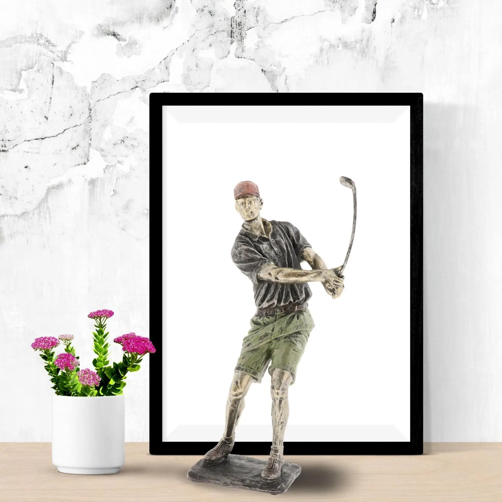 Decorative Man Golfer Statue Ornament Handcrafts Sculpture Swinging A Golf Sport Club Shelf Bookcase Decor Gift Collectible