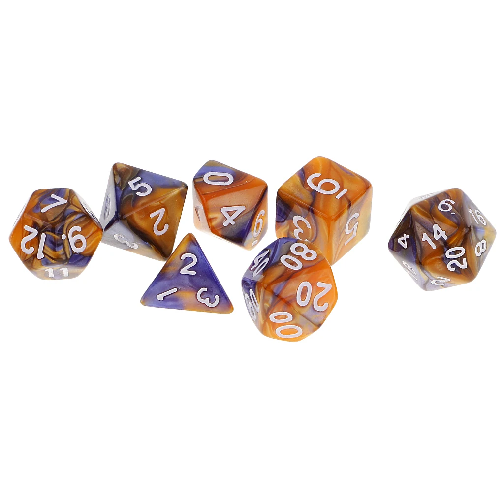 7 Pieces Polyhedral Dice Set D20 D12 D10 D8 D6 D4 Dices for RPG Board Game Party Supplies