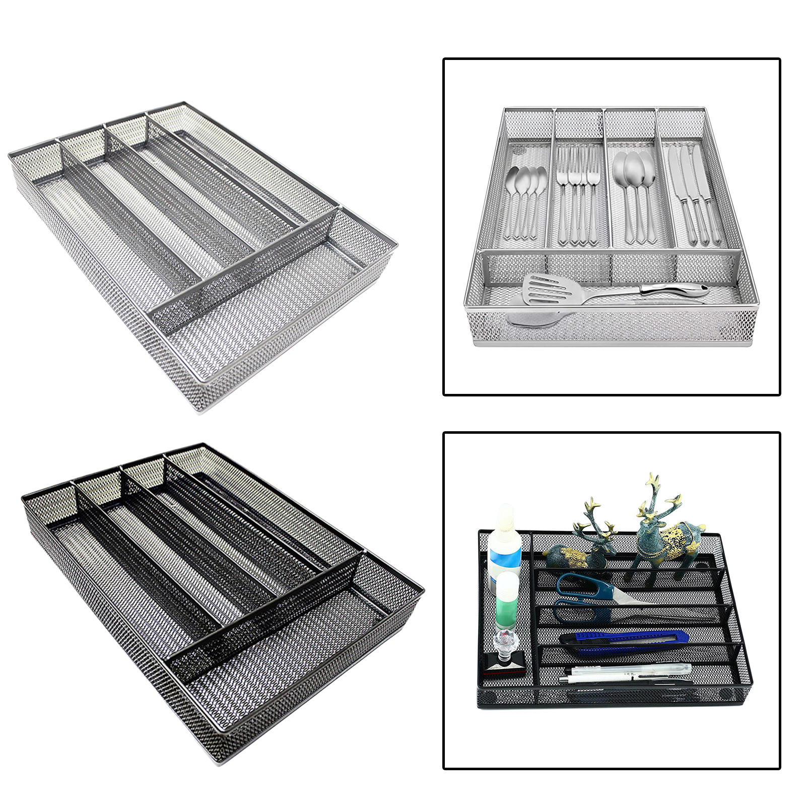 5 Compartments Cutlery Organizer Tableware Storage Box Stationery Holder Flatware Storage Box