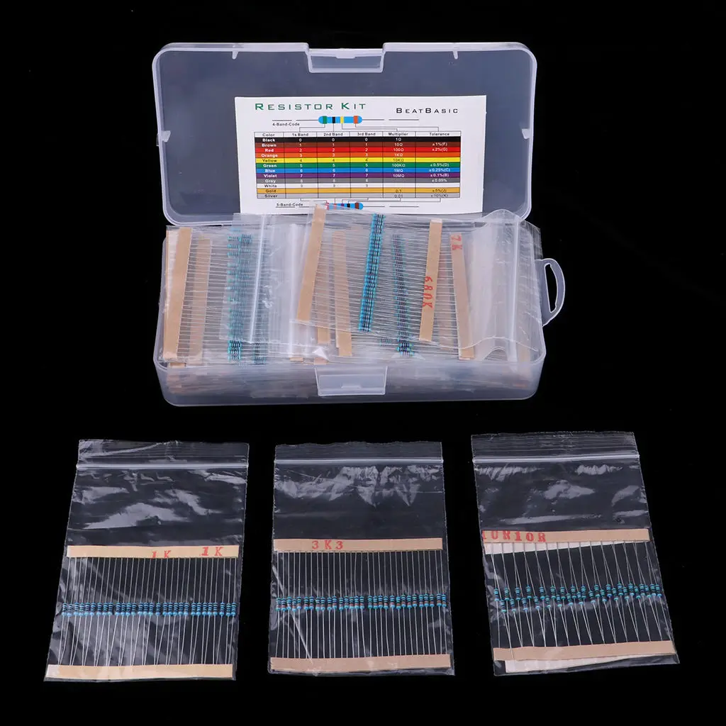 1140Pcs 38 Values 1/4W Metal Film Resistors Assortment For DIY & Experiments