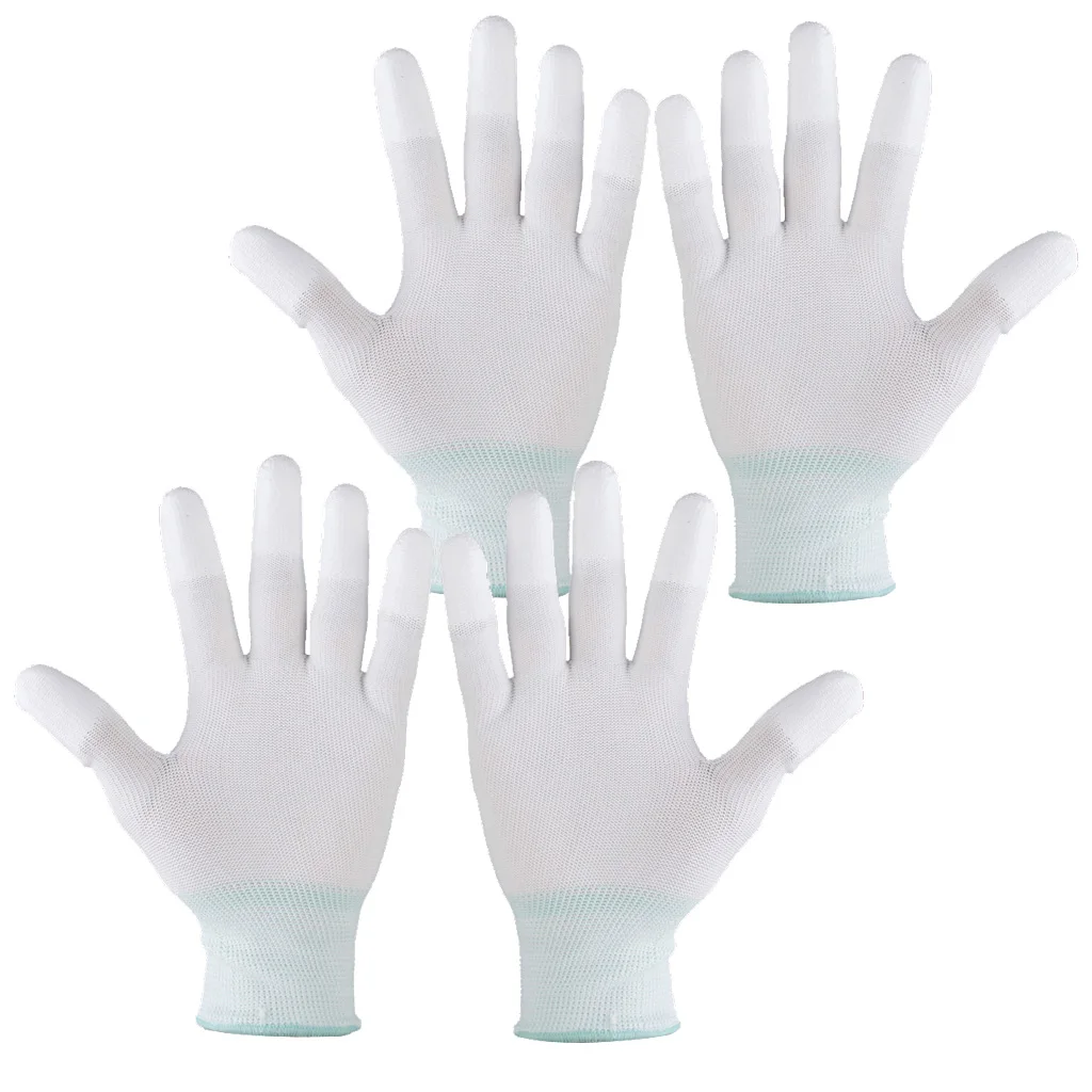 2x Nylon Quilting Gloves for  Quilters Sewing Craft Size M White