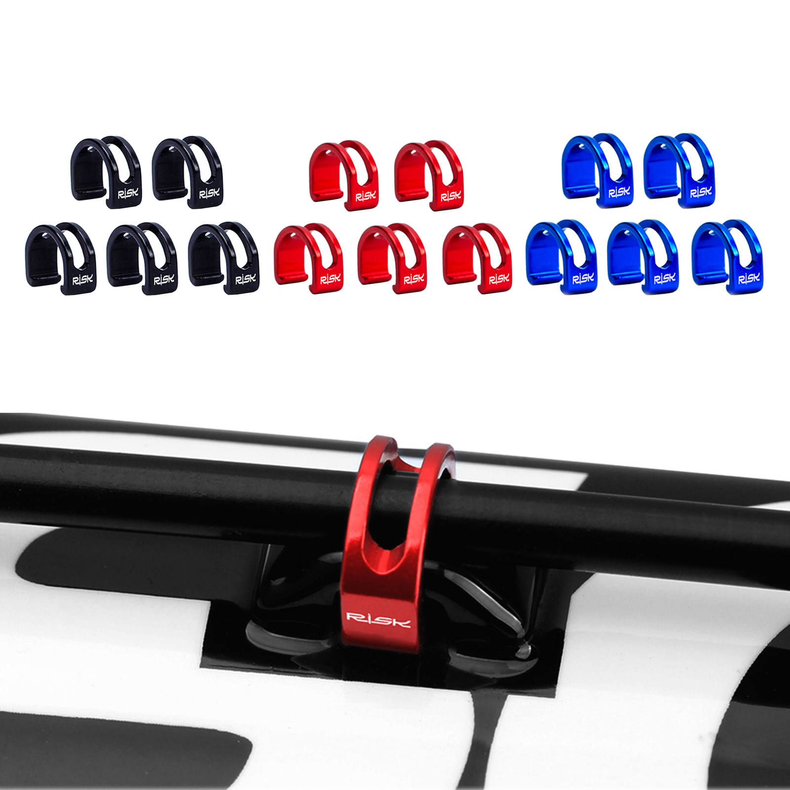 8x Bicycle C-Clips Clamps Housing Hose Guide Shifter Aluminum Alloy Clamp U Shaped Buckle for Brake Cable Derailleur Shifter MTB