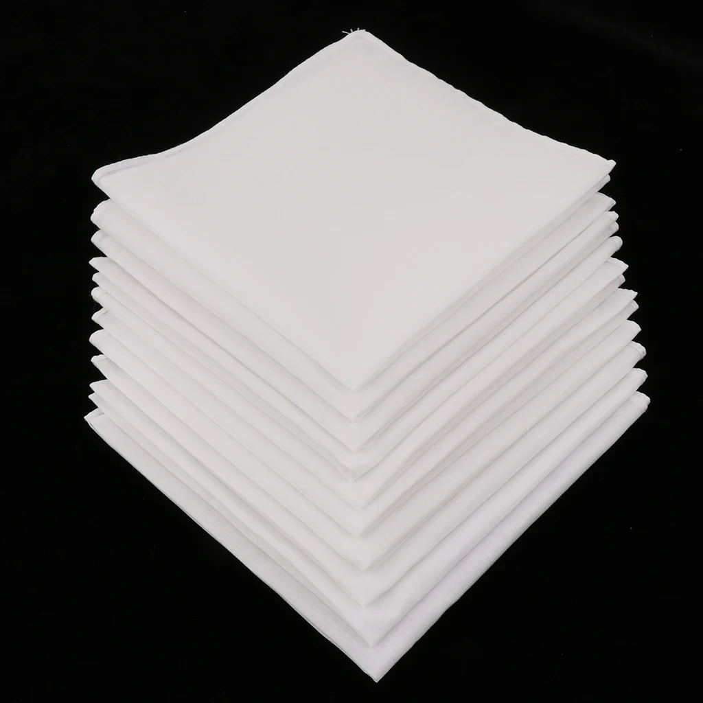 Pack of 10   Cotton Handkerchiefs Vintage Men DIY Handkerchief,  Wedding,