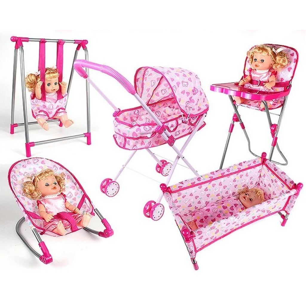 Baby Fun Play Pretend Furniture Dining High Chair for Reborn Doll Supplies 