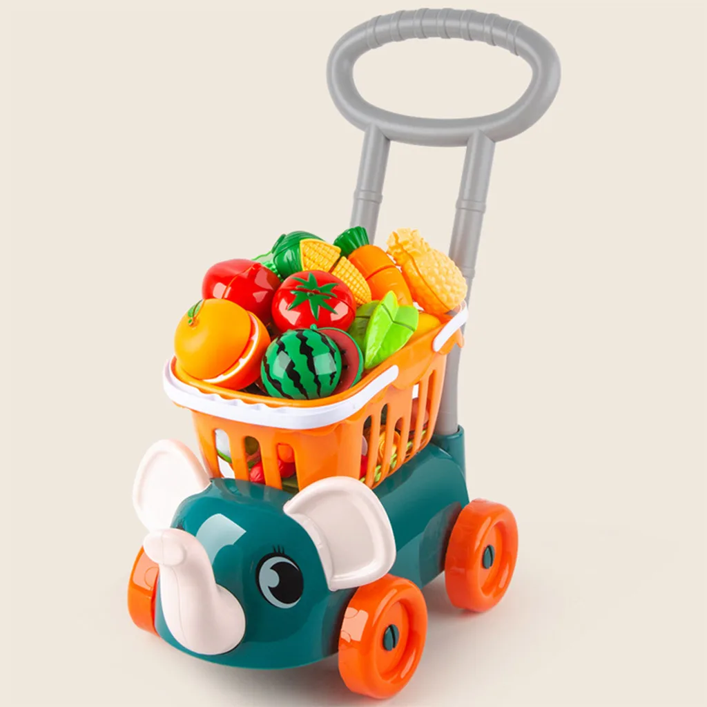 Funny Simulation Luxury Shopping Cart Trolley with Fruit Kids Toy