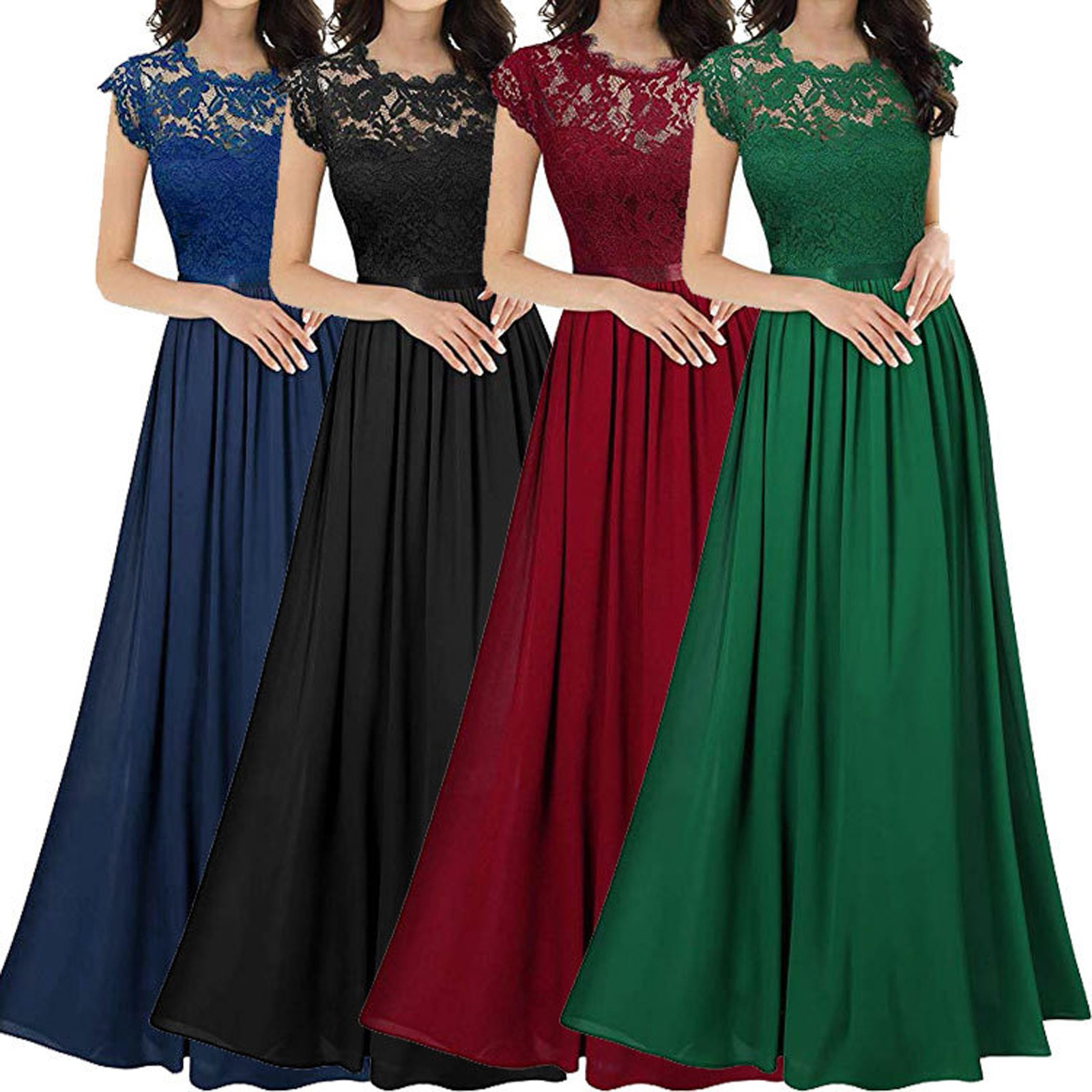 damas de honra elegante maxi vestido de