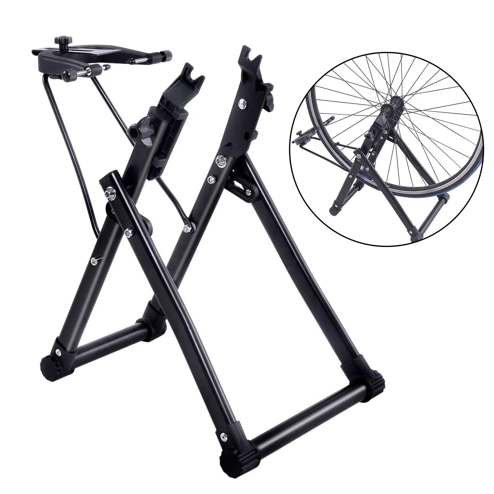 Bicycle Wheel Truing Stand Black Classic Delicate Wheel Home Maintenance Holder Support Bike Repair Tools for 16 to 29 Inches
