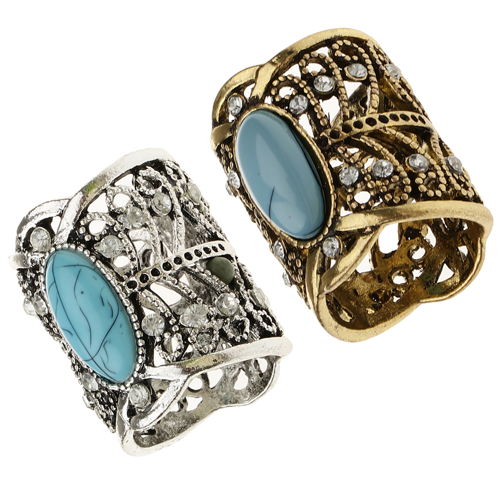 Rhinestone Turquoise Chiffon Scarf Clips Rings Holder Jewelry