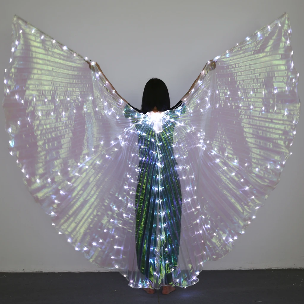 Glow Women Girls Fairy Butterfly LED Belly Dance Wing Costume Light up Isis Wing