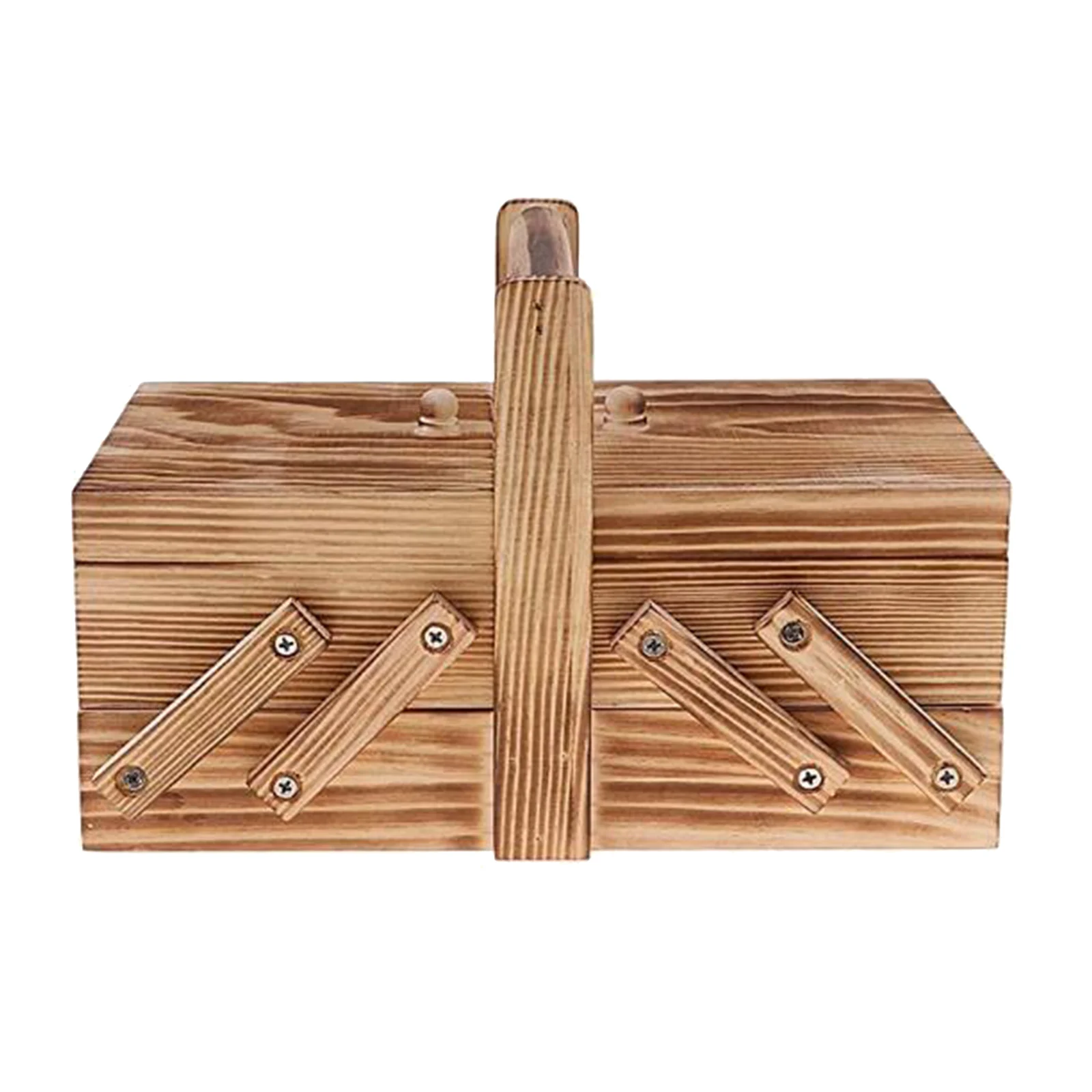 Wooden Sewing Box Thread Scissors Stitching Kit Home Sew Basket Organizer