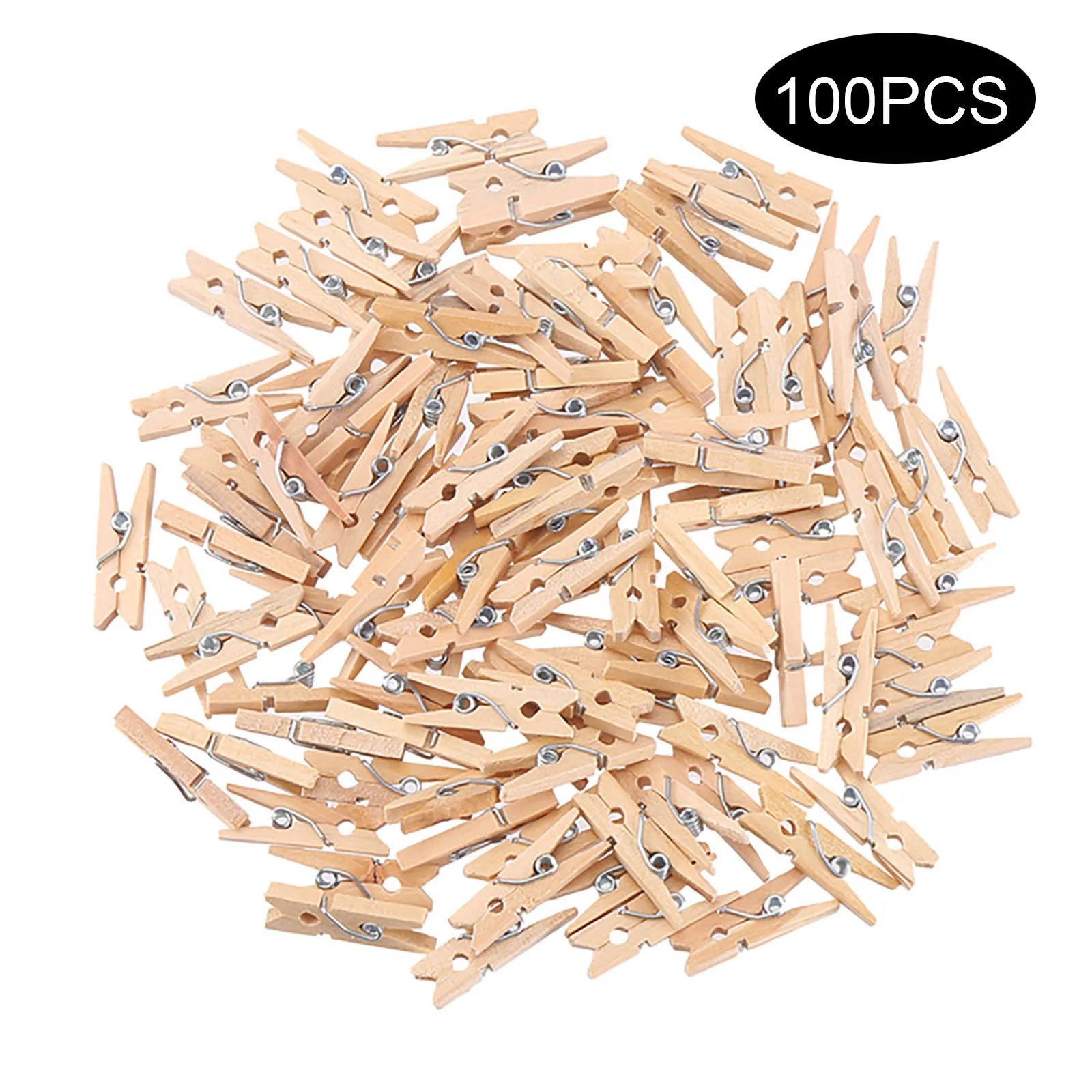 Vosarea 100PCS Clips Pictures Wood Mini Small Paper Clips Clothespin Wedding Cork Board Hanging Photos Painting Artwork Crafts Black 