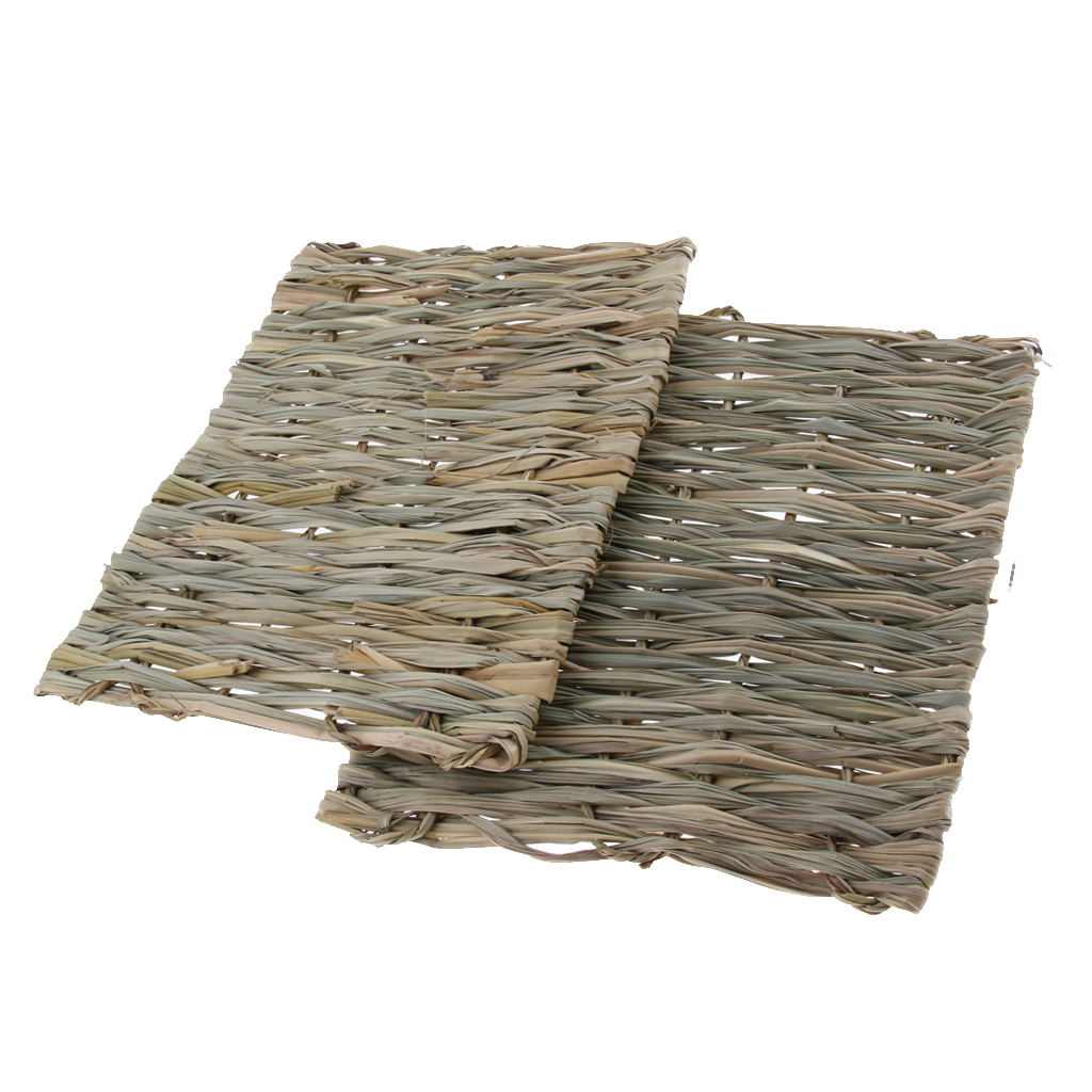 Handwoven Straw Cage Mat Sleep Bed and Chew Toy for Small Pet Rabbit Hamster