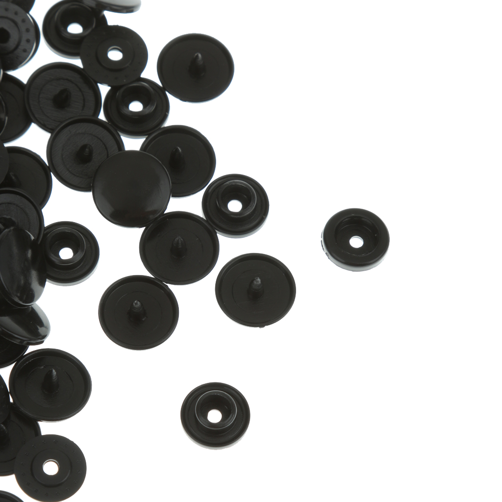 100 Pieces / Sets T5 Resin Snap Buttons Dummy Clips Press Studs For Sewing 12.4MM Black
