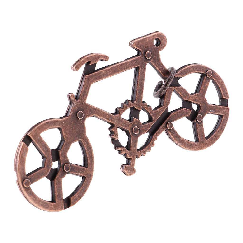 Brain Teaser Metal Puzzle Magic IQ Test Mind Adults Kids Toy Funny - Bike 11x5.2cm