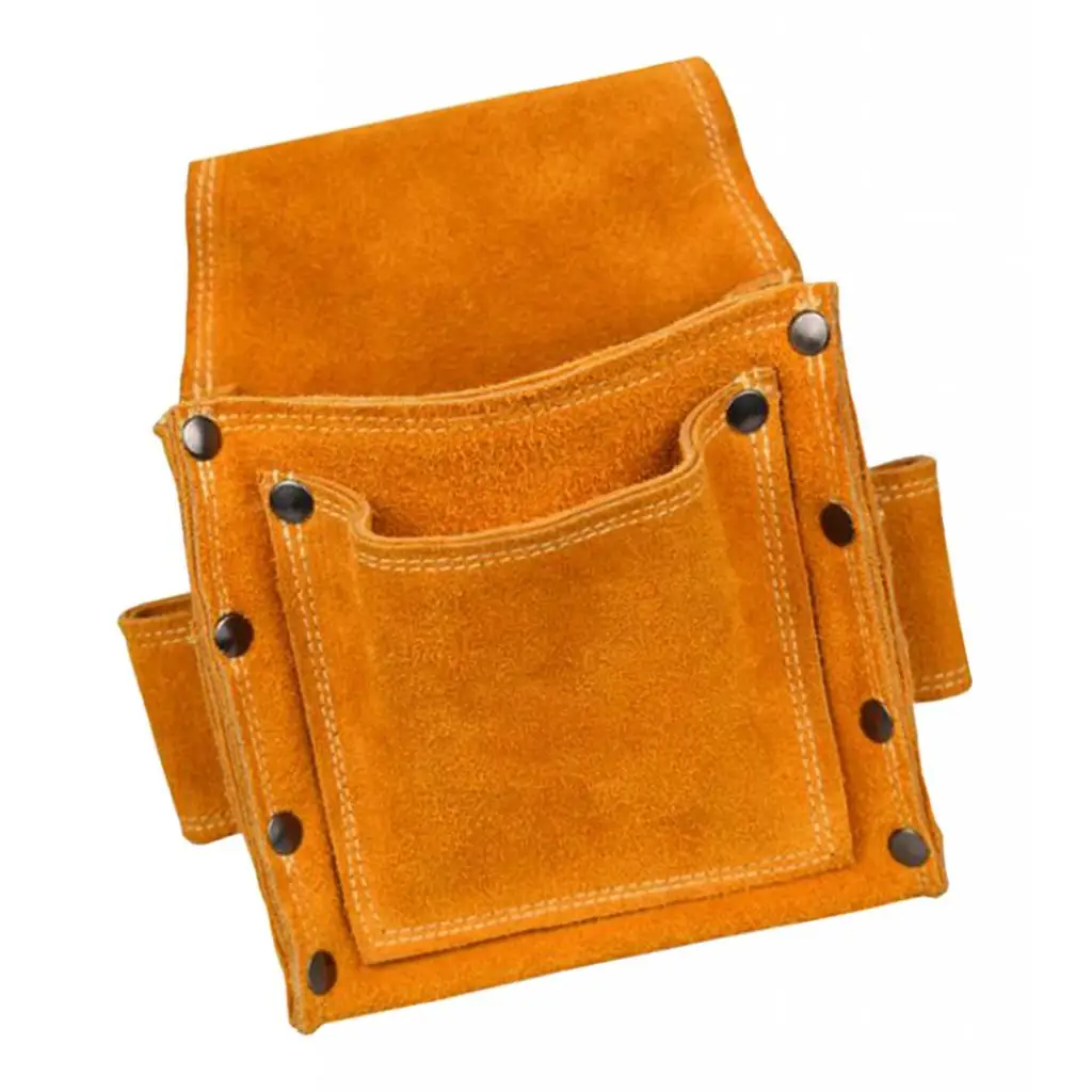 Multi-function Leather Tool Pouches Durable Thicken Strong Cowhide Tool Pouches 2 Bags Nail Carpenter best tool backpack