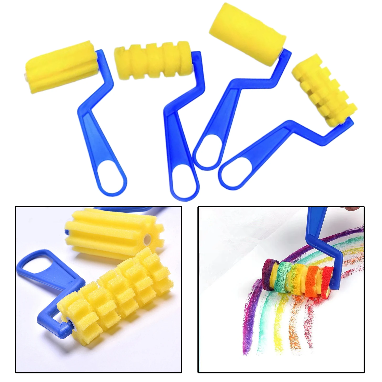 4Pcs Sponge Painting Roller Brushes graffiti tool roller Paintbrushes Stencils Sponge Paint Brushes intelligence Toy