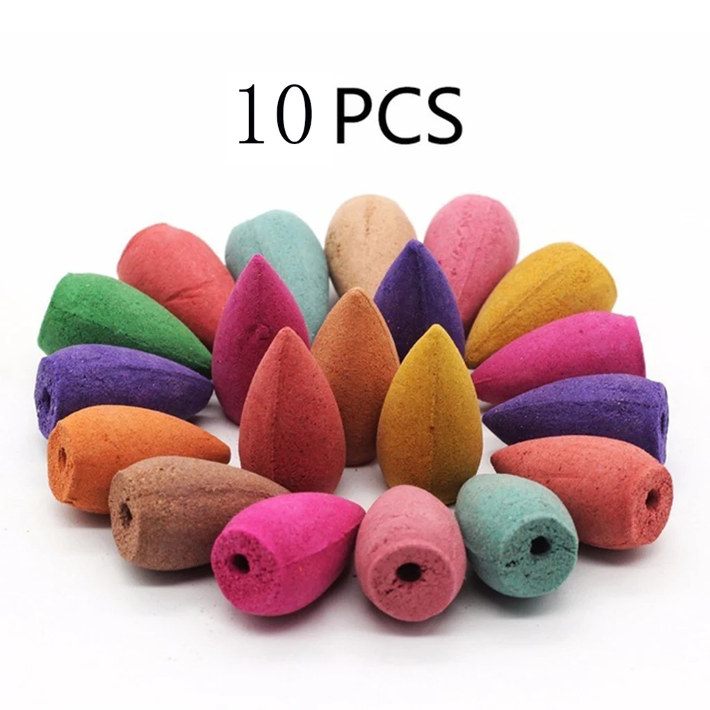 10pc Waterfall  Backflow Incense Cones Mixed Colorful Incense Cone Air Freshener for Meditation Home Bedroom Yoga SPA Relaxation