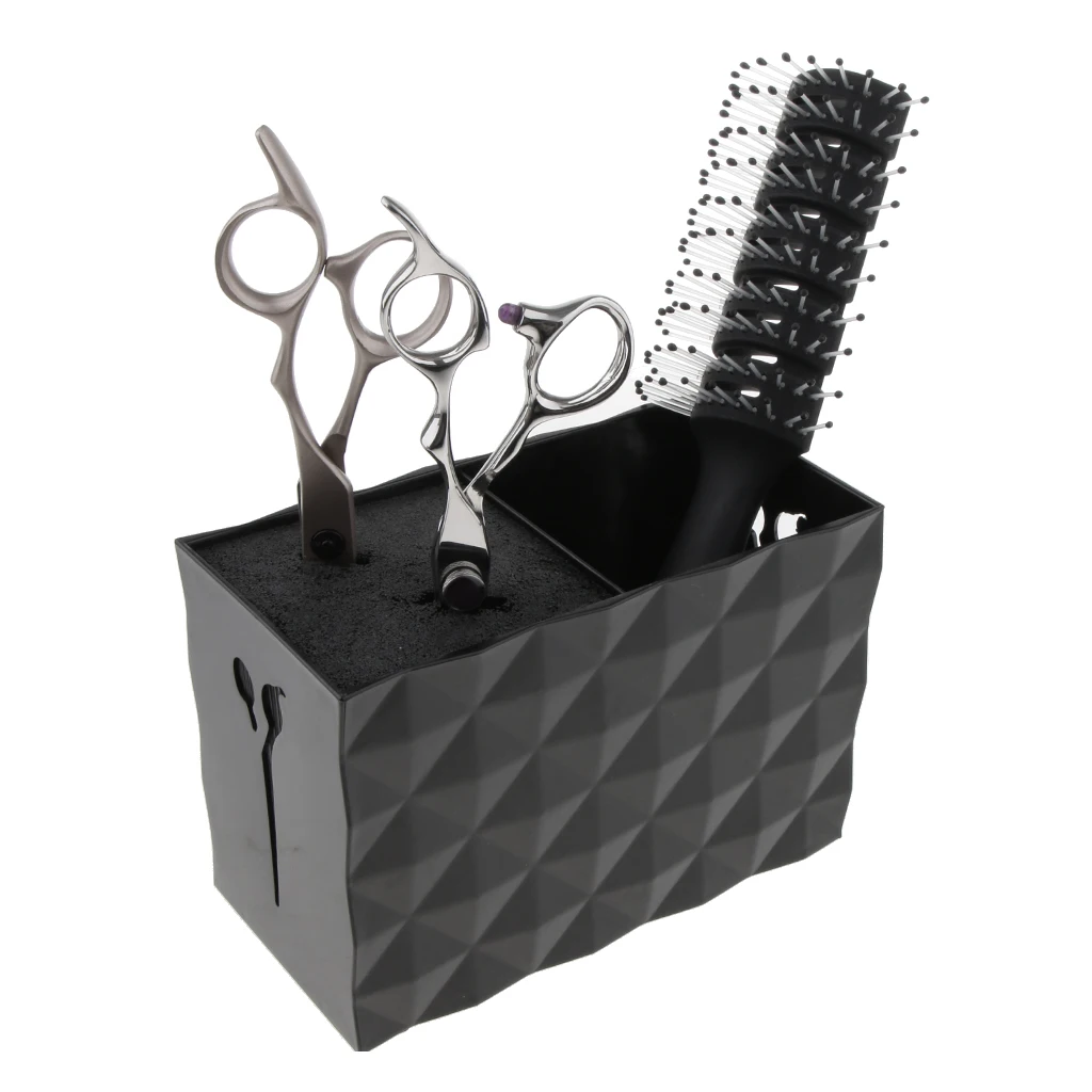 Salon Scissors Holder Shears Comb Clips Organizer Acrylic Holder Box Case Black (6 x 3 x 4 inch)
