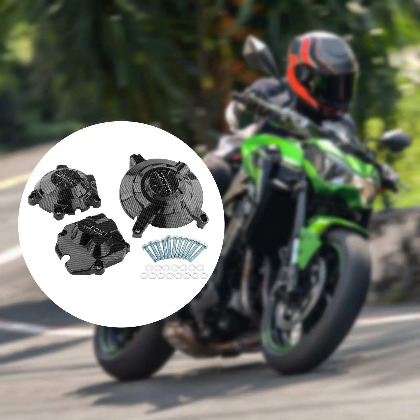 Secondary Engine Protective Covers Set Engine Black Guard Crankcase Protector Cover Fits for Kawasaki Ninja ZX10R 2011-2019