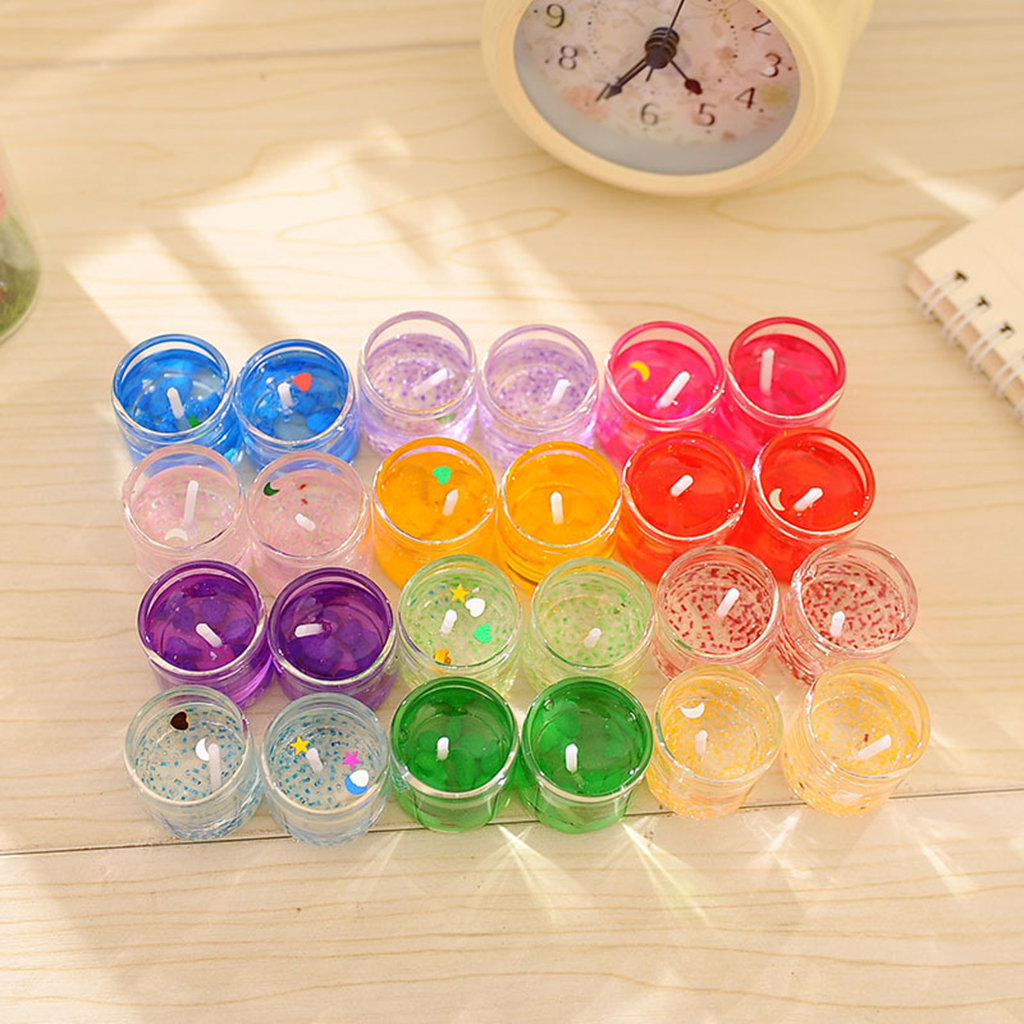 24x Jelly Candles Smokeless Romantic Wax Candles for Home Living Room Decor