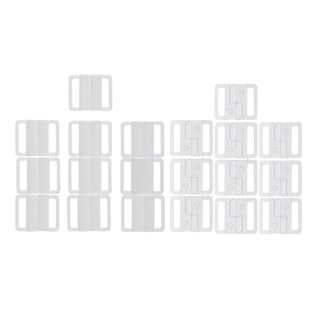 10 Set/pack Plastic Lingerie Bra Strap Sliders Adjuster Hook Clips for Corset Garter Bikini - Clear/white