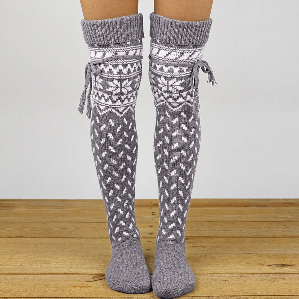 Knit Over Knee Socks Christmas Winter Thigh High Long Stockings
