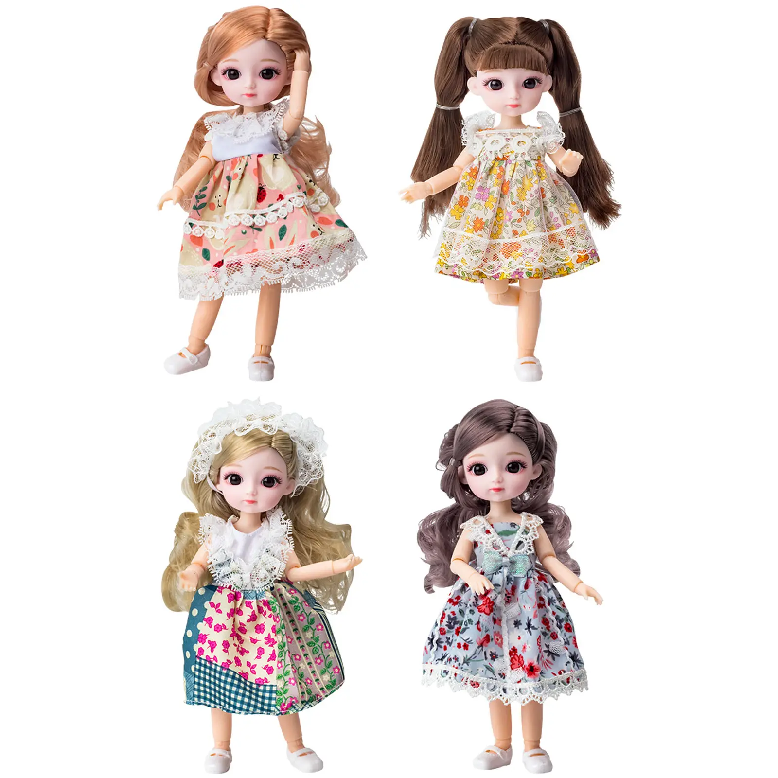 13 Set Moveable Joint Princess Standing Doll, Princess Doll Blue Sleeping Blonde Rapunzel Fashion Doll for Girl House